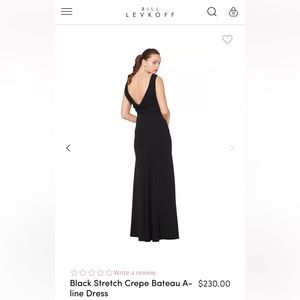 BILL LEVKOFF 1618.  Black Stretch Crepe Bateau A-line Dress